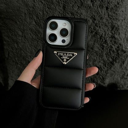 Luxury Puffer Pocket Logo Case - iPhone 12-18 Pro & Pro Max