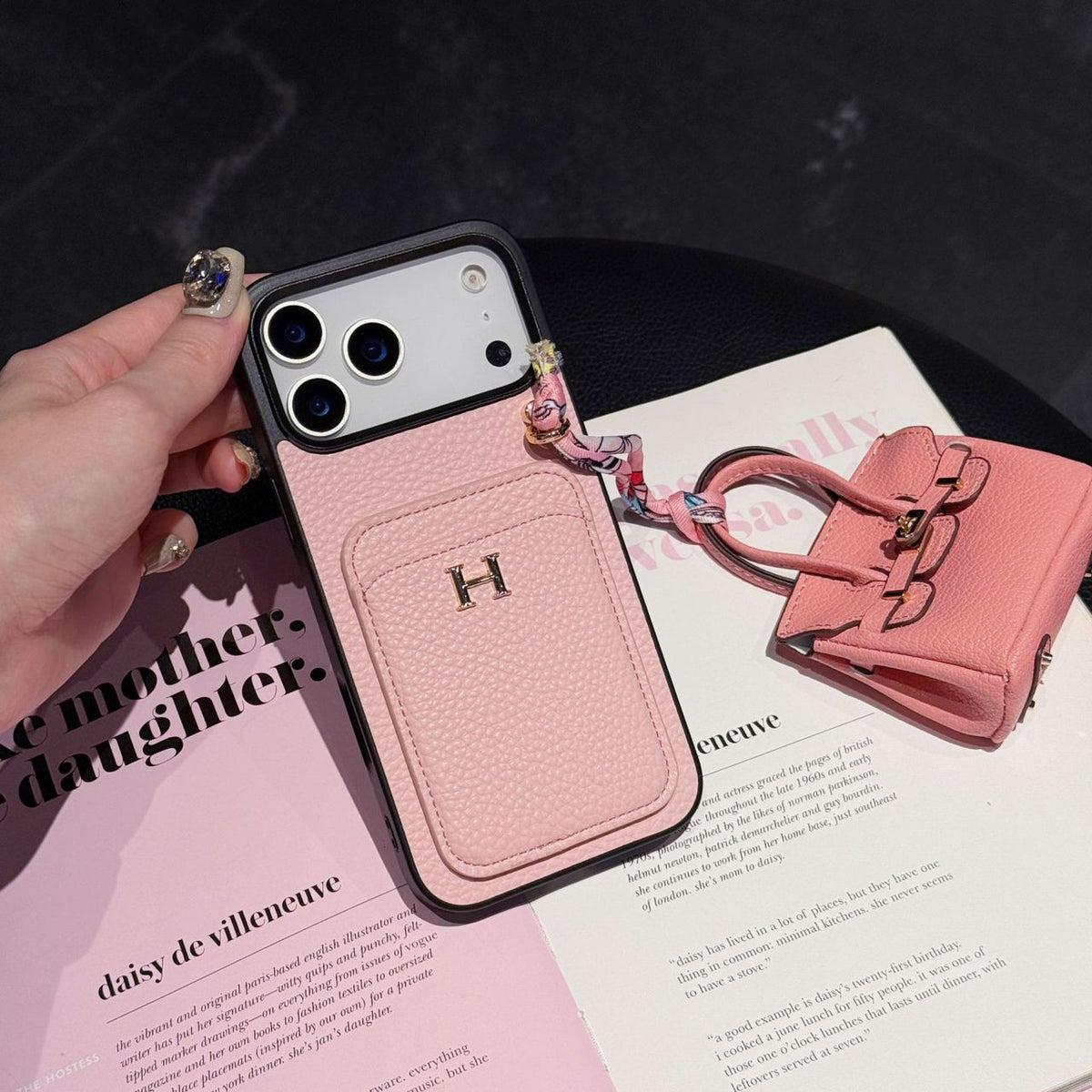 Designer Case with Mini Bag Charm & Strap - iPhone 12-18 Pro & Pro Max