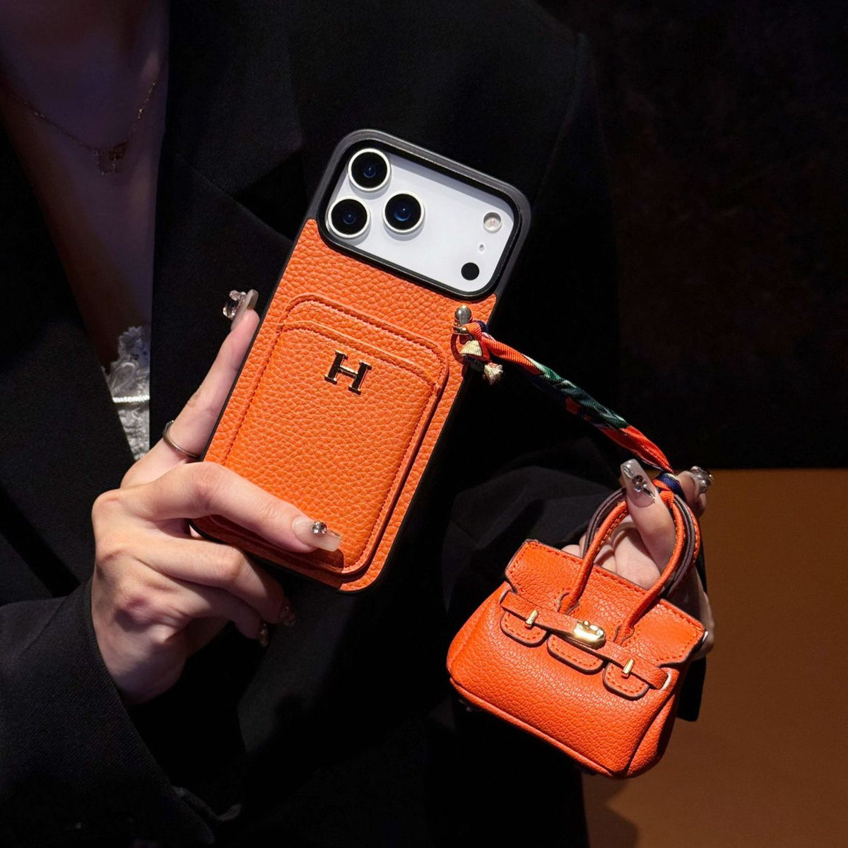 Designer Case with Mini Bag Charm & Strap - iPhone 12-18 Pro & Pro Max
