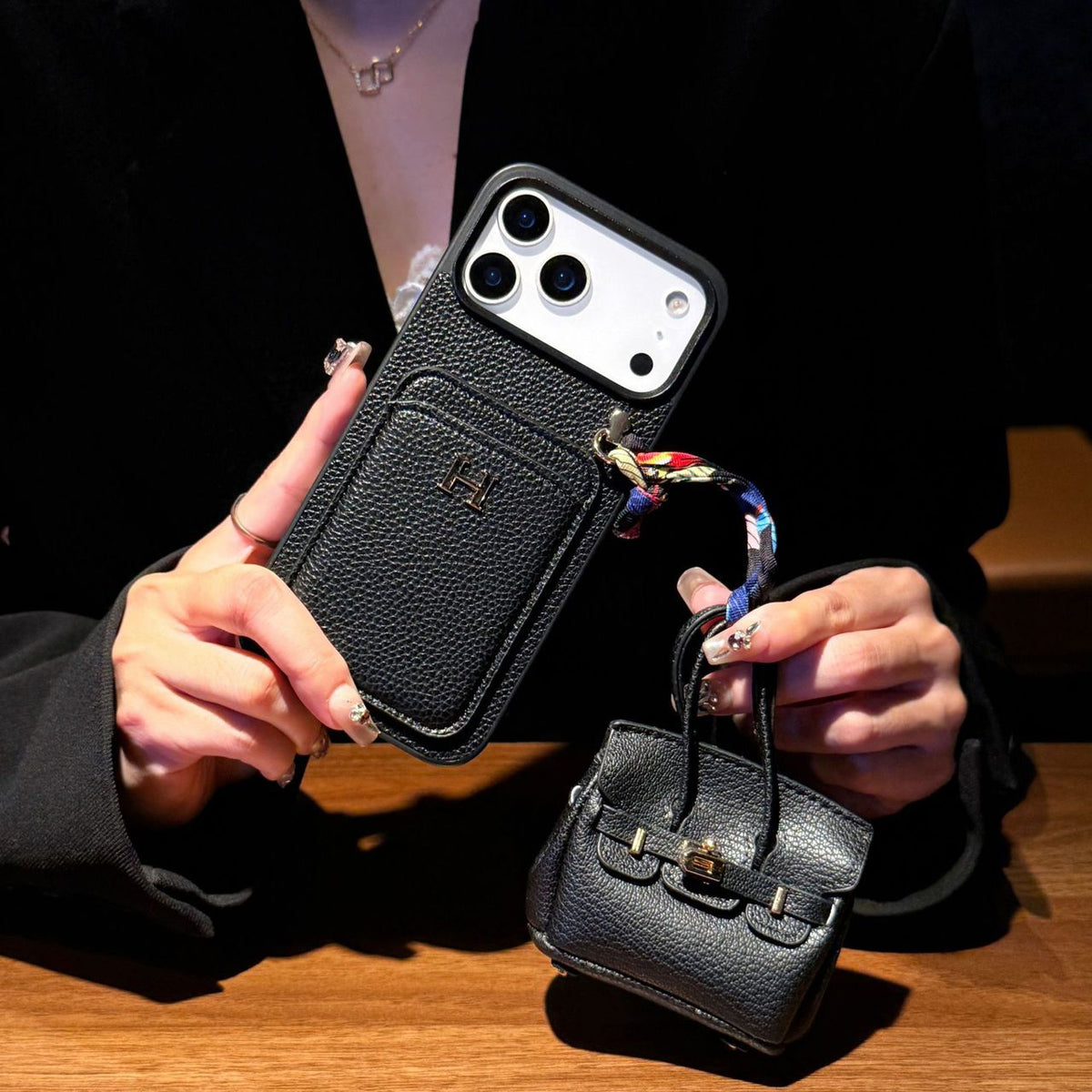 Designer Case with Mini Bag Charm & Strap - iPhone 12-18 Pro & Pro Max