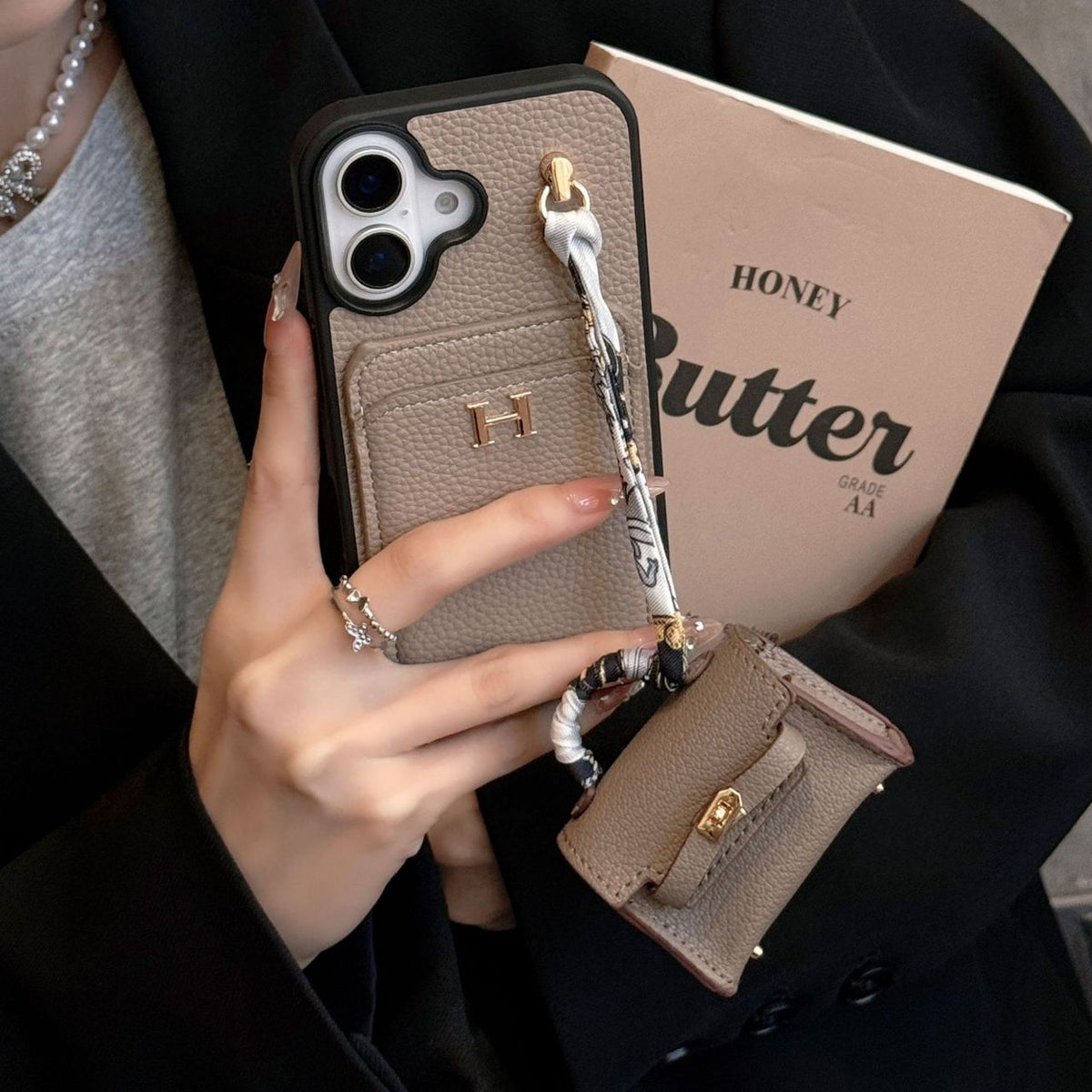 Designer Case with Mini Bag Charm & Strap - iPhone 12-18 Pro & Pro Max