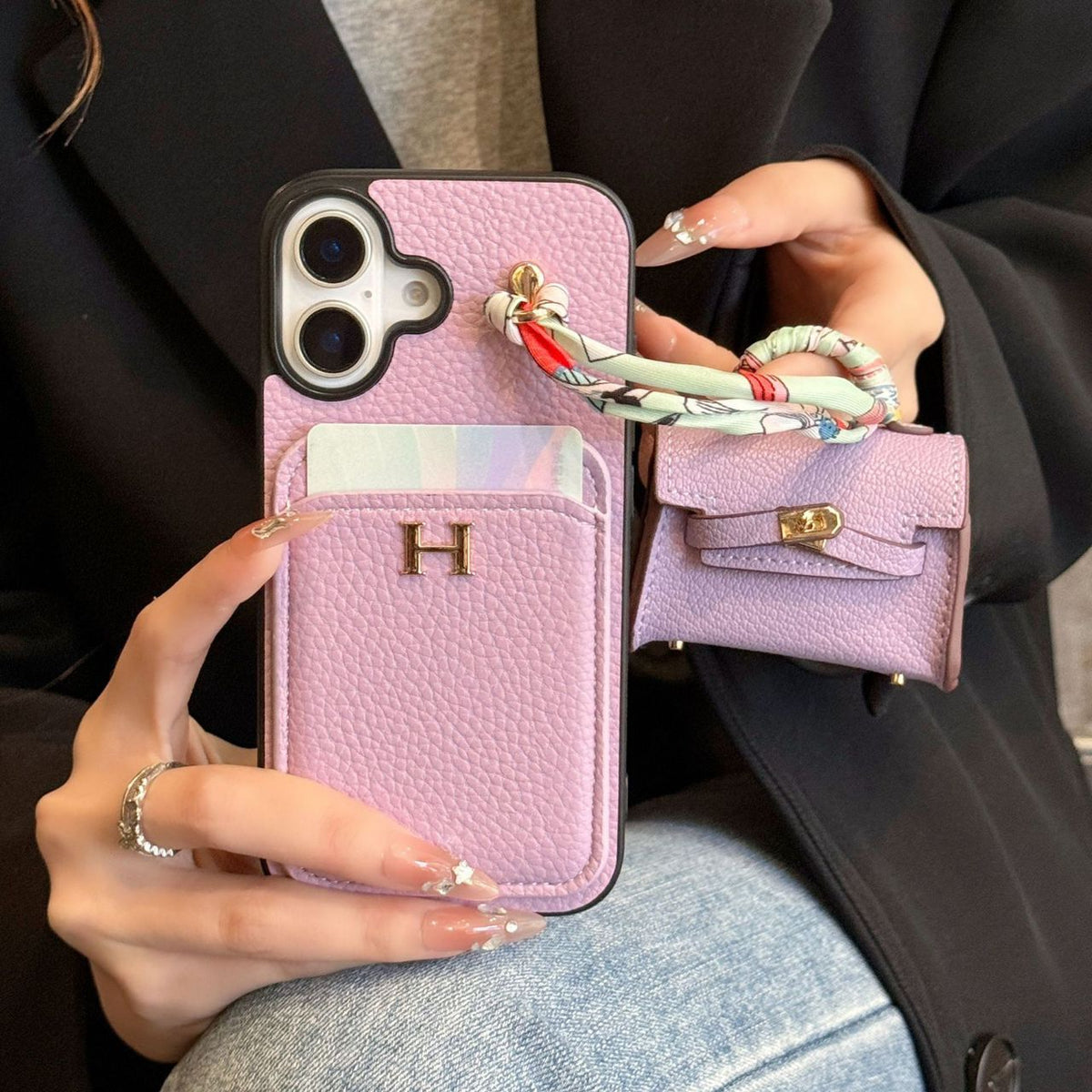 Designer Case with Mini Bag Charm & Strap - iPhone 12-18 Pro & Pro Max