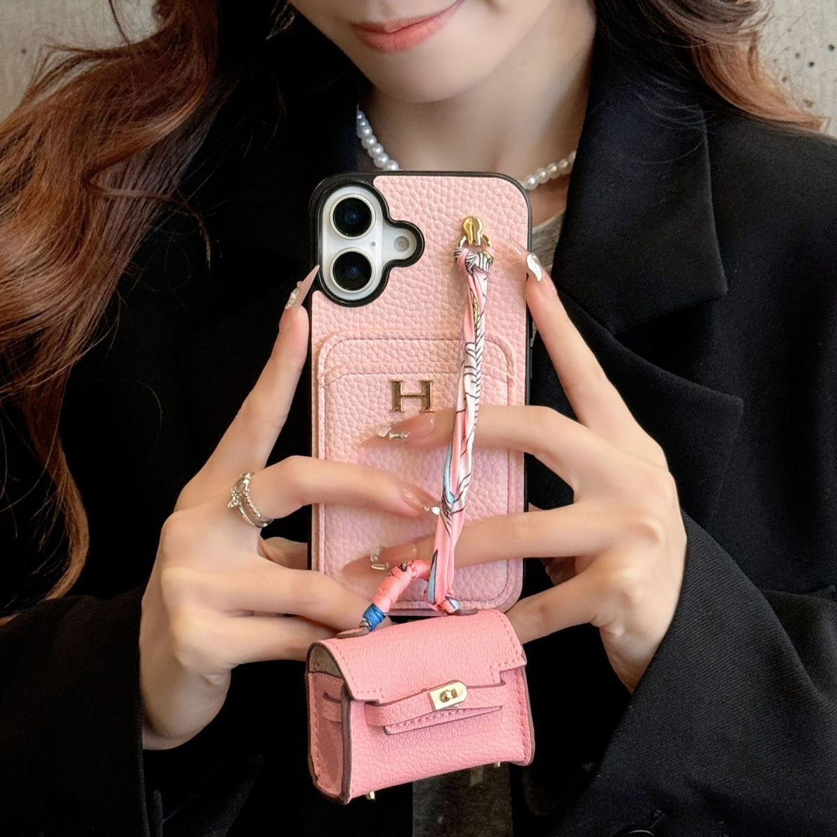 Designer Case with Mini Bag Charm & Strap - iPhone 12-18 Pro & Pro Max