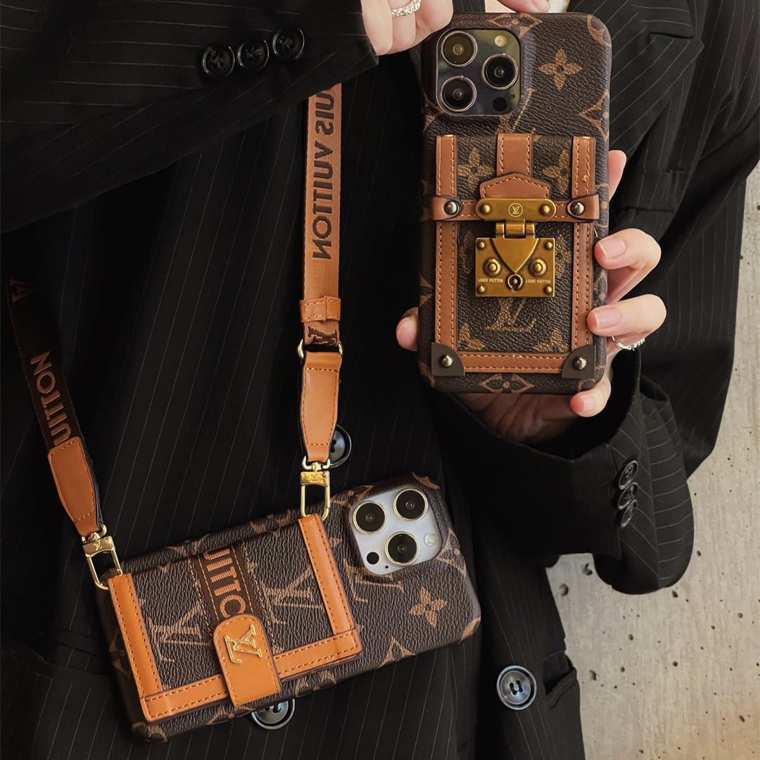 Canvas Leather Wallet Card Holder Crossbody iPhone Case 12-18 Pro & Pro Max