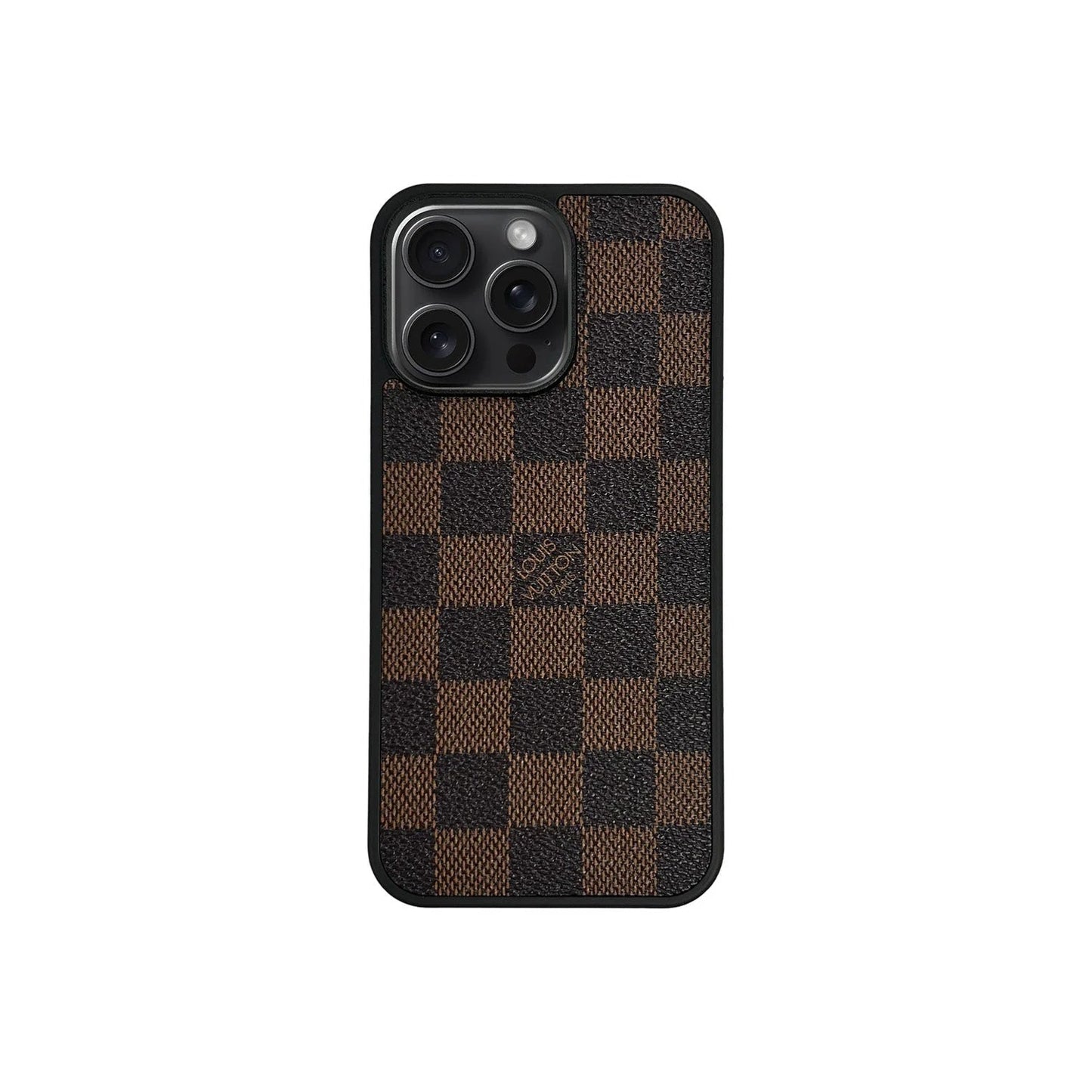 Classic Brown Checkered Full Coverage iPhone Case Position 2