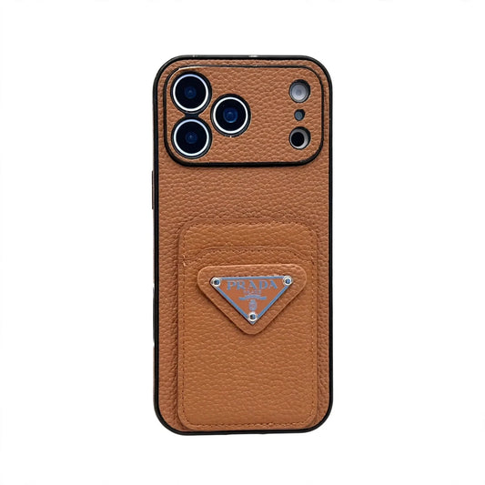 Luxury Plaque Leather Triangle Case - iPhone 12-18 Pro & Pro Max