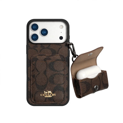 Luxury Designer Case with AirPods Pouch - iPhone 12-18 Pro & Pro Max