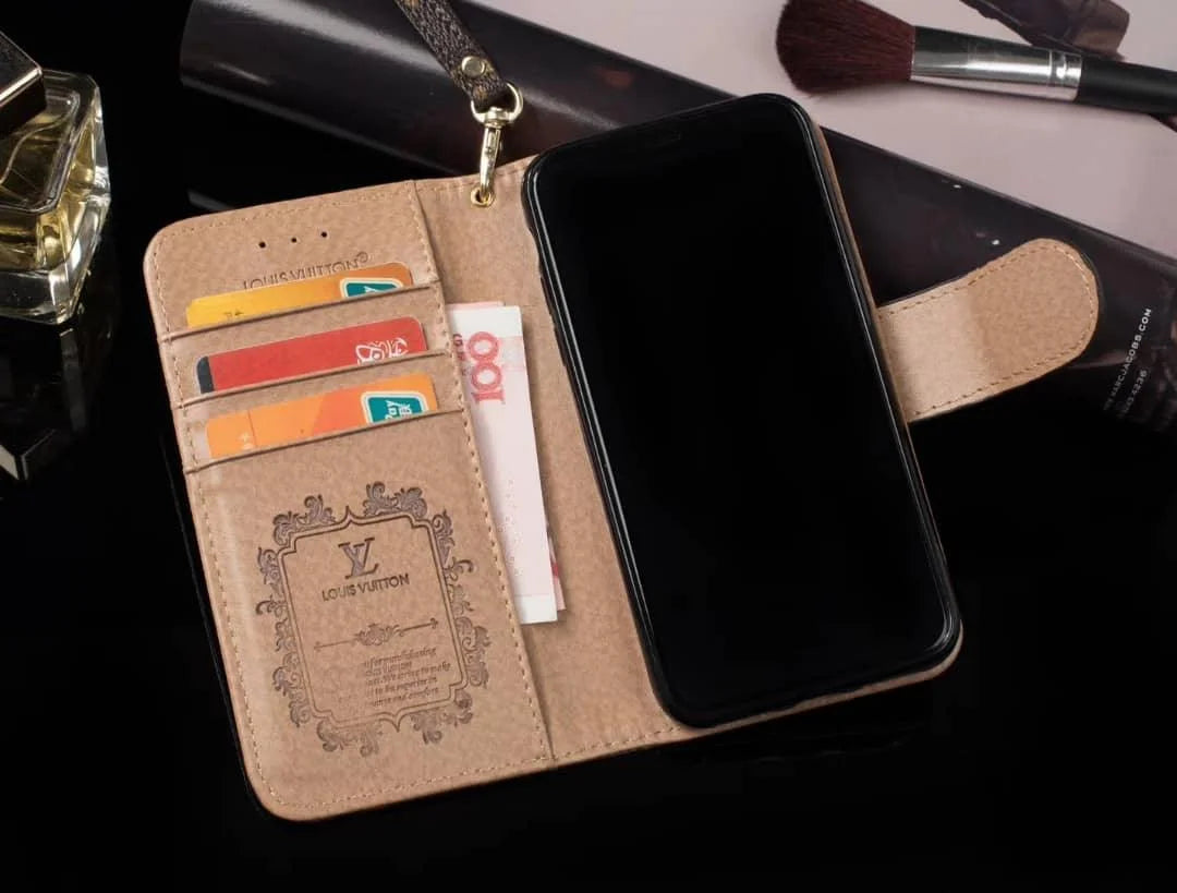 Classic Pattern Executive Leather Wallet Case with Wrist Strap