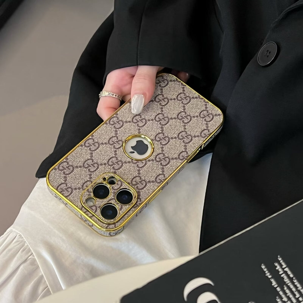 High Quality Electroplated Frame Ophidia  Leather Apple iPhone Case Roxy New 2