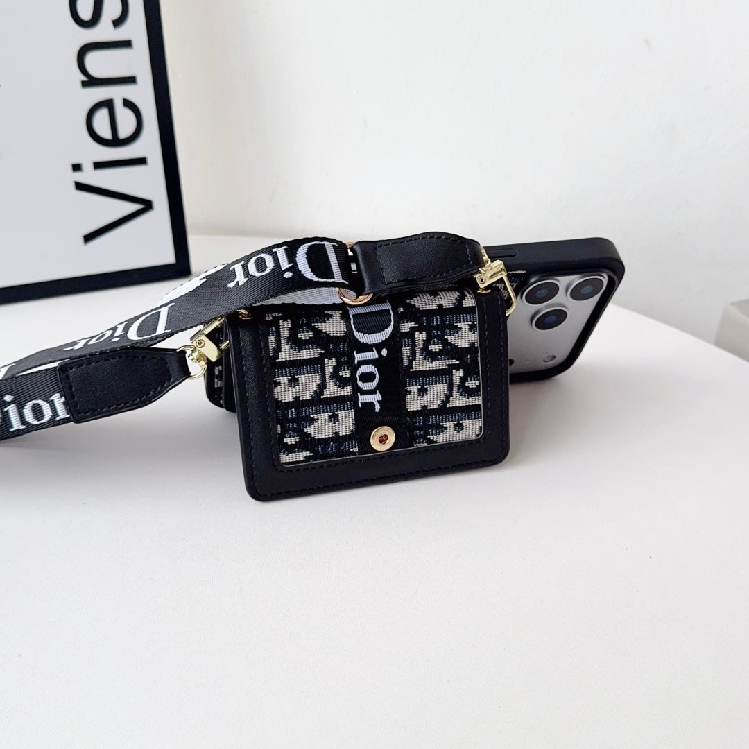 Dior Crossbody Strap Leather Case - iPhone 12-18 Pro & Pro Max
