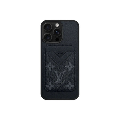 Retro Letter Brown Card Pocket iPhone Case Position 2