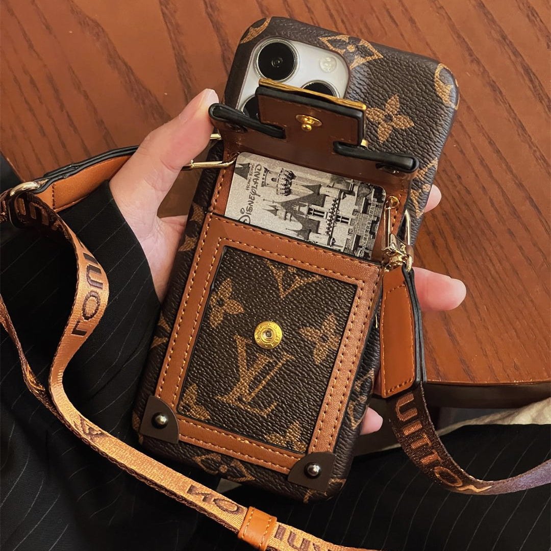 Canvas Leather Wallet Card Holder Crossbody iPhone Case 12-18 Pro & Pro Max