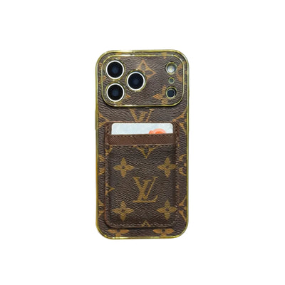 Lv Luxury Phone Case with Card Holder For iPhone 12-18 Pro & Pro Max