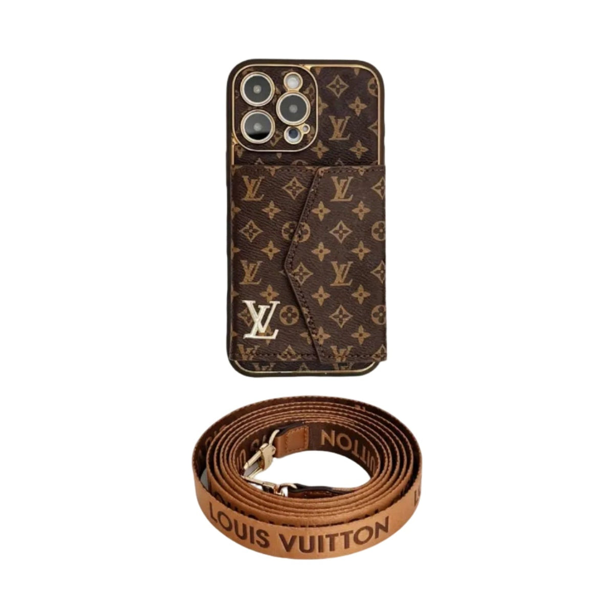 Luxury Monogram Canvas Leather Card Holder iPhone Case 12-18 Pro & Pro Max