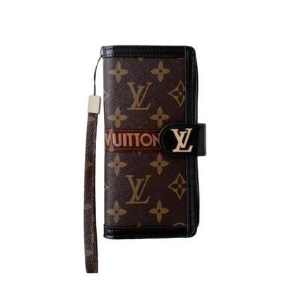 Premium Leather Monogram Wallet Card Holder Case for Samsung Galaxy S22-S26 Series