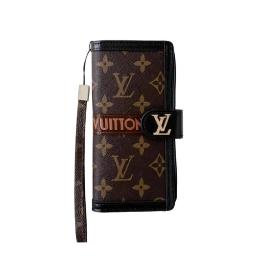 Premium Leather Monogram Wallet Card Holder Case for Samsung Galaxy S22-S26 Series
