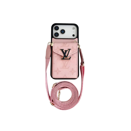LV Luxury Phone Case with Card Holder For iPhone 12-18 Pro & Pro Max