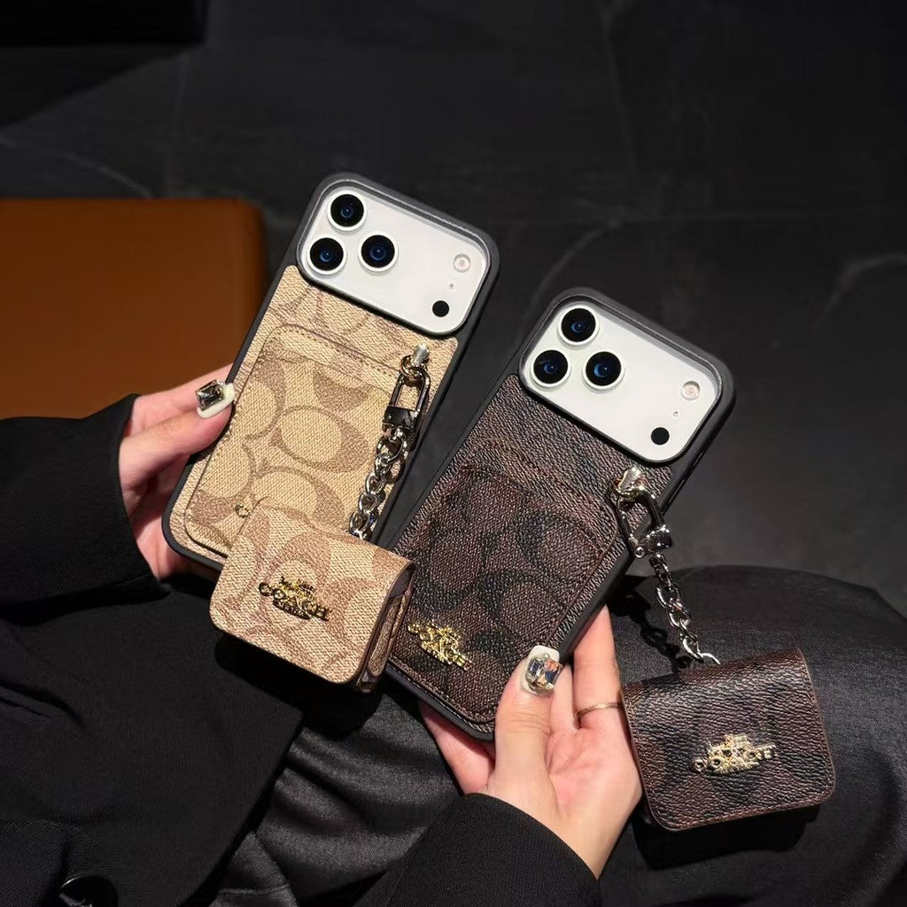 Luxury Designer Case with AirPods Pouch - iPhone 12-18 Pro & Pro Max