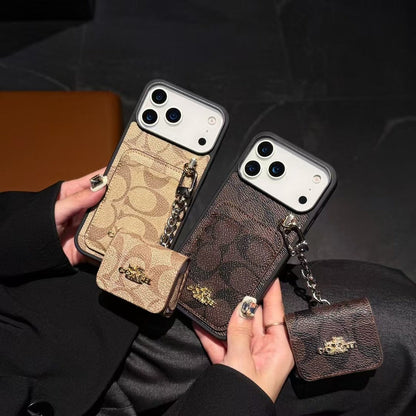 Luxury Designer Case with AirPods Pouch - iPhone 12-18 Pro & Pro Max