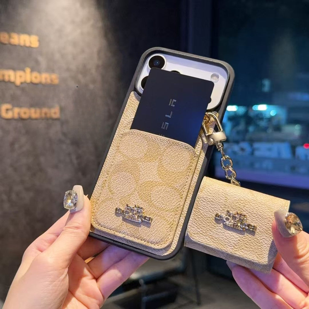Luxury Designer Case with AirPods Pouch - iPhone 12-18 Pro & Pro Max