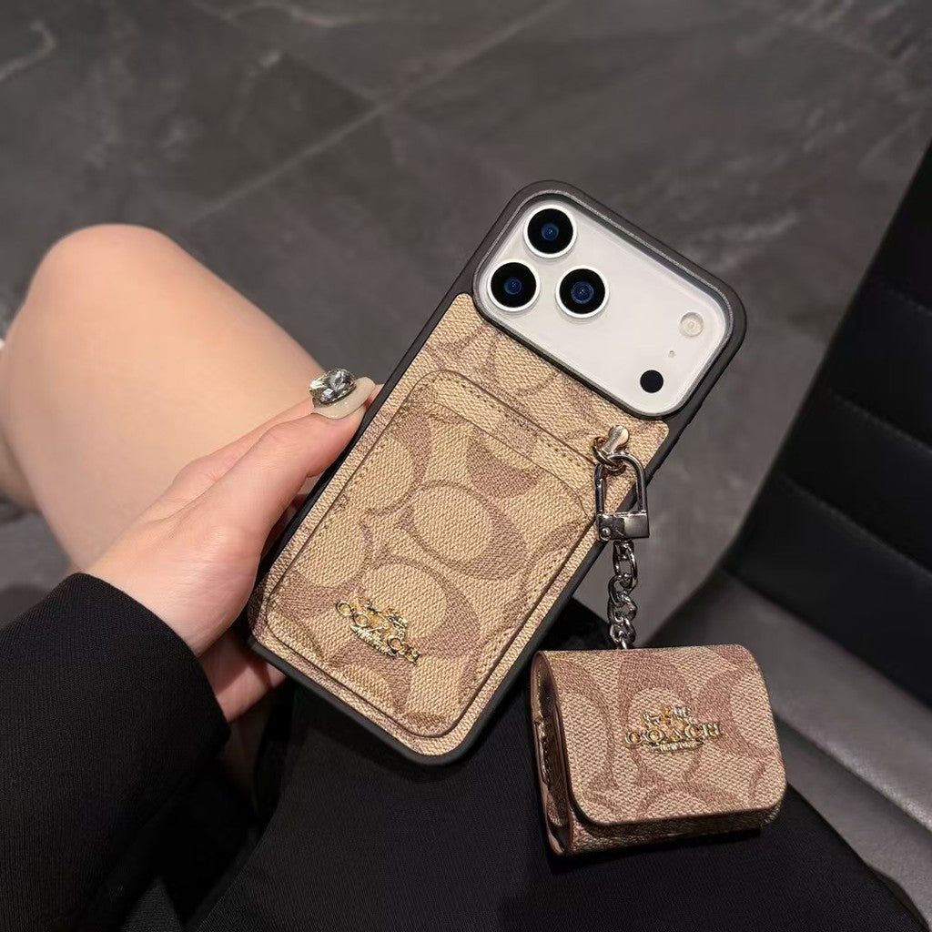 Luxury Designer Case with AirPods Pouch - iPhone 12-18 Pro & Pro Max