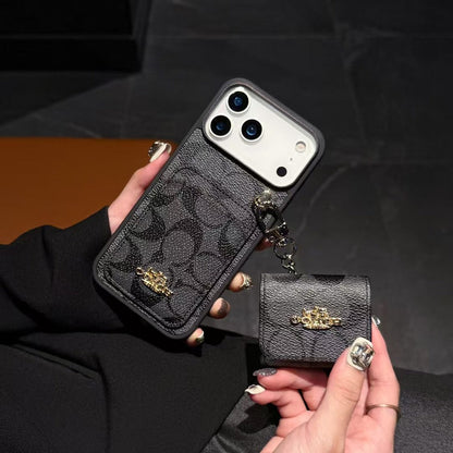 Luxury Designer Case with AirPods Pouch - iPhone 12-18 Pro & Pro Max