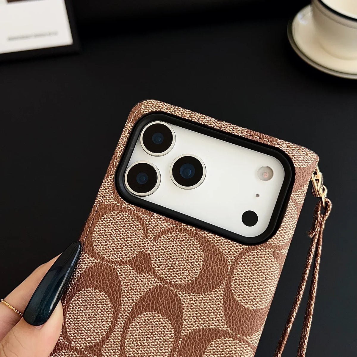 Luxury Wallet Case with Wrist Strap - iPhone 12-18 Pro & Pro Max