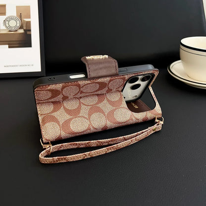 Luxury Wallet Case with Wrist Strap - iPhone 12-18 Pro & Pro Max